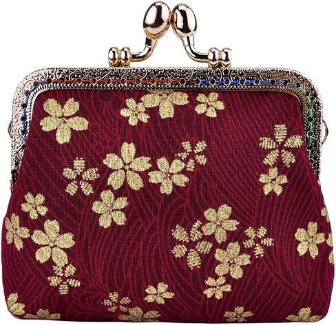 Oyachic Coin Purse Cotton Floral Change Pouch Clutch Wallet with Clasp Closure for Girls and Women in Kuwait