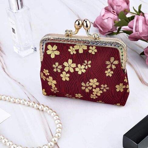 Oyachic Coin Purse Cotton Floral Change Pouch Clutch Wallet with Clasp Closure for Girls and Women in Kuwait