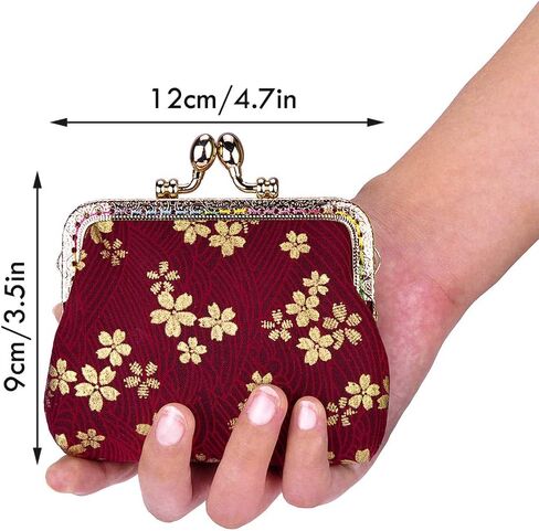 Oyachic Coin Purse Cotton Floral Change Pouch Clutch Wallet with Clasp Closure for Girls and Women in Kuwait
