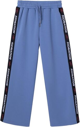 سراويل أطفال من Kid Nation بأرجل واسعة مع جيوب، سراويل رياضية فضفاضة قابلة للتمدد للأولاد والبنات من عمر 4 إلى 12 سنة in Kuwait