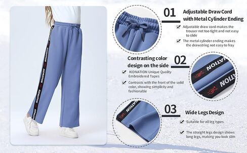 سراويل أطفال من Kid Nation بأرجل واسعة مع جيوب، سراويل رياضية فضفاضة قابلة للتمدد للأولاد والبنات من عمر 4 إلى 12 سنة in Kuwait