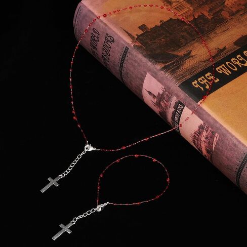 القوطي يقطر قطرة الدم القوطية الصليب قلادة تأثيري زي الملحقات Y2k سوار مجموعة مجوهرات الإبداعية الشرير الهيب هوب مصاص دماء المختنق قلادة ايمو على عيد الهالوين تنكر زي الملحقات للنساء in Kuwait