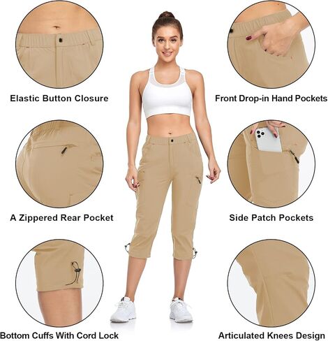 Flewolch Capris Pants for Women Casual Summer Cargo Capris with Pockets in Saudi Arabia
