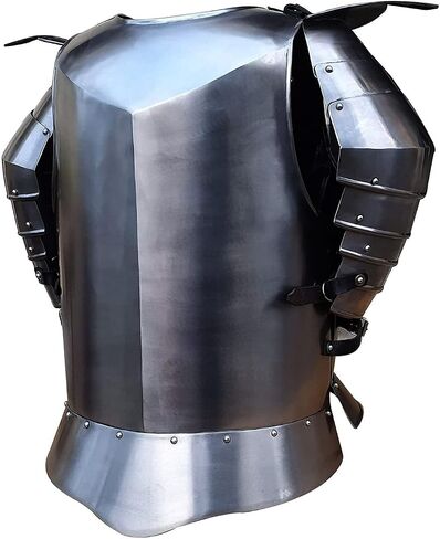 AnNafi® Shoulder Guard Steel Breastplate| Antique Armor Body Guard Knight Warrior| Wearable For Men Silver | Combat Free-Size Reenactment SCA LARP Cosplay Medieval Adult Costumes | Halloween & Drama in Saudi Arabia