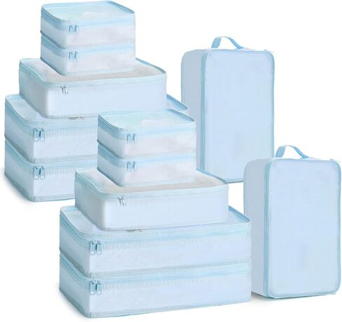2 Packs 6 Set Travel Packing Cubes Luggage Organizer Set Lightweight Suitcase Organizer Bags with Shoe Bag Travel Packing Organizers for Clothes Cosmetic Toiletries Travel Accessories in Saudi Arabia