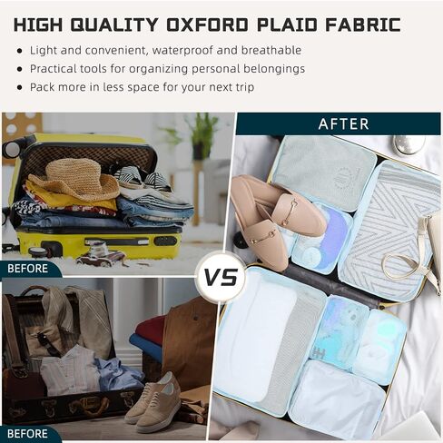 2 Packs 6 Set Travel Packing Cubes Luggage Organizer Set Lightweight Suitcase Organizer Bags with Shoe Bag Travel Packing Organizers for Clothes Cosmetic Toiletries Travel Accessories in Saudi Arabia