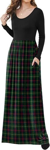 DB MOON Women Casual Long Sleeve Maxi Dresses Empire Waist Long Dress with Pockets in Saudi Arabia