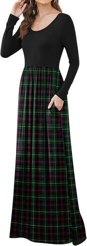 DB MOON Women Casual Long Sleeve Maxi Dresses Empire Waist Long Dress with Pockets in Saudi Arabia