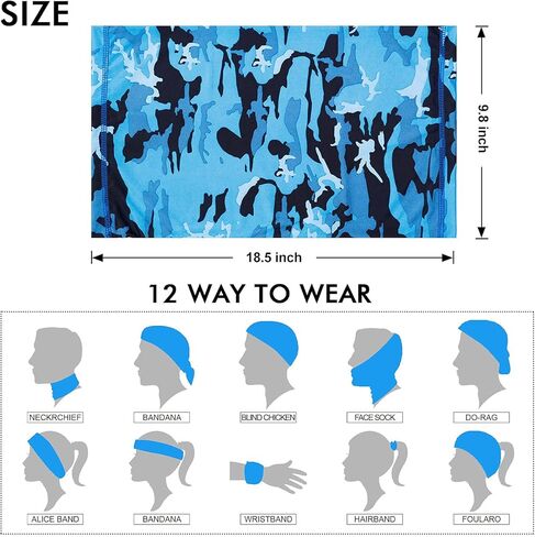 قناع وجه للحماية من الشمس من الأشعة فوق البنفسجية برقبة قناع واقي من الرياح رجل/النساء وشاح خارجي واقي من الشمس منديل قابل للتنفس بالاكلافا (5 قطع) تمويه in Kuwait