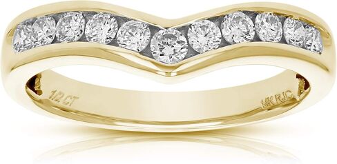 VIR JEWELS 1/2 cttw Diamond Wedding Band for Women, V Shape Round Diamond Wedding Band in 14K Yellow Gold Channel Set, Size 4.5-10 in Saudi Arabia