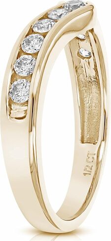 VIR JEWELS 1/2 cttw Diamond Wedding Band for Women, V Shape Round Diamond Wedding Band in 14K Yellow Gold Channel Set, Size 4.5-10 in Saudi Arabia