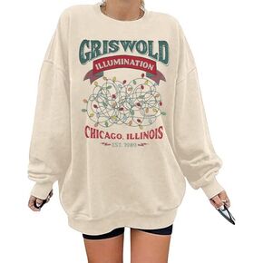 HEBBE Women Christmas Sweatshirts Oversized Funny Christmas Holiday Sweaters Xmas Casual Pullover Vacation Top in Saudi Arabia