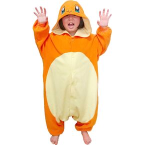 SAZAC Kigurumi - Pokemon - Charmander - رداء سروالي هالوين - مقاس الأطفال (5-9 سنوات) برتقالي, برتقالي, Kids Size (5-9 Year Old) in Kuwait