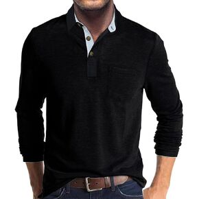 Polo Shirts for Men Long Sleeve Golf Polo Shirts with Pocket