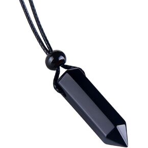 Gemstone Point Necklace - Crystals and Healing Stones - Authentic Gemstone Point Wand Pendant - Hexagonal Gemstone Pendulum