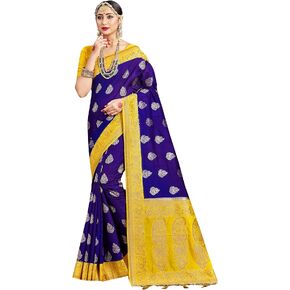 Elina fashion Women Sarees Banarasi Kanjivaram Silk Woven with Unstitched Blouse