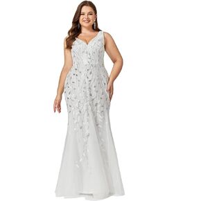Ever-Pretty Women's Plus Size Sequin Deep V-Neck Sleeveless Bodycon Maxi Evening Prom Dress 07886-PZUSA