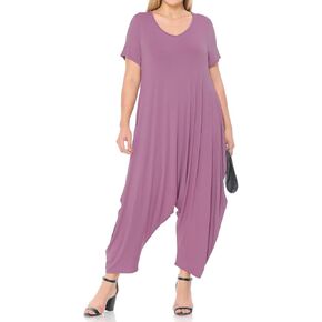 Pastel by Vivienne Women's Short Sleeve Harem Jumpsuit Plus Size