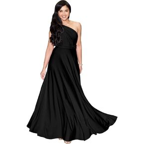 KOH KOH Womens Long Bridesmaid One Shoulder Convertible Wrap Cocktail Maxi Dress in Kuwait