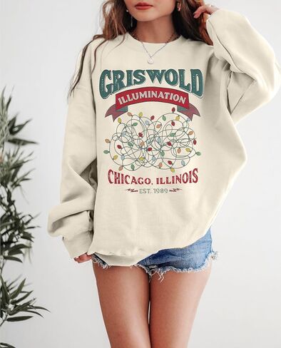 HEBBE Women Christmas Sweatshirts Oversized Funny Christmas Holiday Sweaters Xmas Casual Pullover Vacation Top in Saudi Arabia