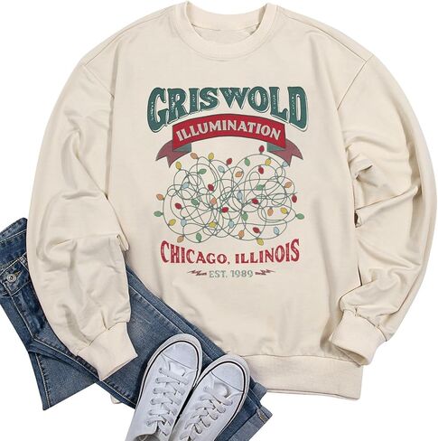 HEBBE Women Christmas Sweatshirts Oversized Funny Christmas Holiday Sweaters Xmas Casual Pullover Vacation Top in Saudi Arabia