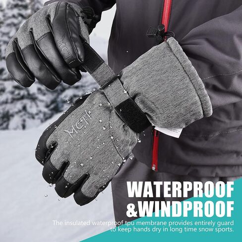 MCTi قفازات التزلج الشتاء للماء على الجليد الثلوج الدافئة 3M Thinsulate بو الجلود قفازات الطقس البارد للرجال والنساء in Kuwait