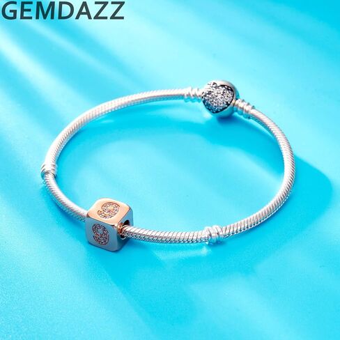 Rose Gold Dice Lucky 0-9 Number and Poker Card Charms with CZ, 925 Sterling Silver Cube Shape Beads fits European Bracelet, Gifts for Birthday/Friends/Mom/Teacher in Kuwait