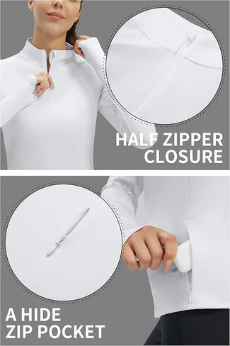 PERSIT Women's UPF 50+ Long Sleeve Shirts Workout Hiking Running Sun Protection T-Shirt Quick Dry Half-Zip Thumb Holes Tops in Kuwait