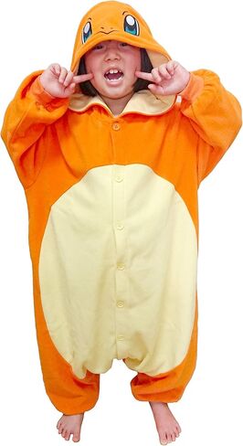 SAZAC Kigurumi - Pokemon - Charmander - رداء سروالي هالوين - مقاس الأطفال (5-9 سنوات) برتقالي, برتقالي, Kids Size (5-9 Year Old) in Saudi Arabia