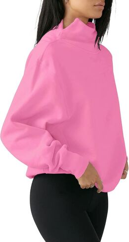 سويت شيرت نسائي كبير الحجم بياقة مدورة من Doshoop وأكمام طويلة وغطاء للرأس كاجوال in Kuwait