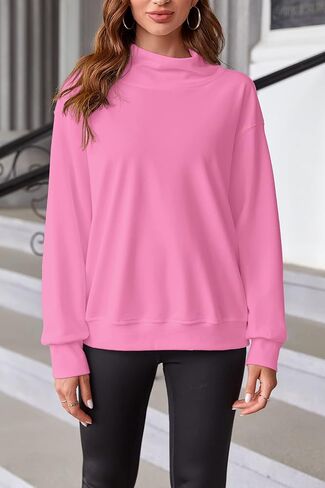 سويت شيرت نسائي كبير الحجم بياقة مدورة من Doshoop وأكمام طويلة وغطاء للرأس كاجوال in Kuwait