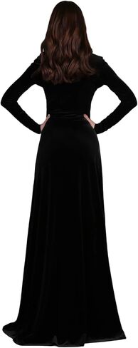 فستان نسائي من Oumbivil Morticia Addams فستان تنكري بأكمام طويلة مثير ملفوف على شكل توليب بفتحة أمامية كاملة أزياء الهالوين الطويلة in Kuwait