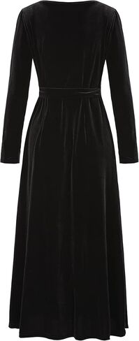 فستان نسائي من Oumbivil Morticia Addams فستان تنكري بأكمام طويلة مثير ملفوف على شكل توليب بفتحة أمامية كاملة أزياء الهالوين الطويلة in Kuwait