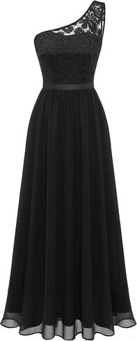 فستان Wedtrend نسائي طويل بكتف واحد بدون أكمام من الدانتيل الزهري لوصيفة العروس، فستان طويل للحفلات الراقصة in Kuwait