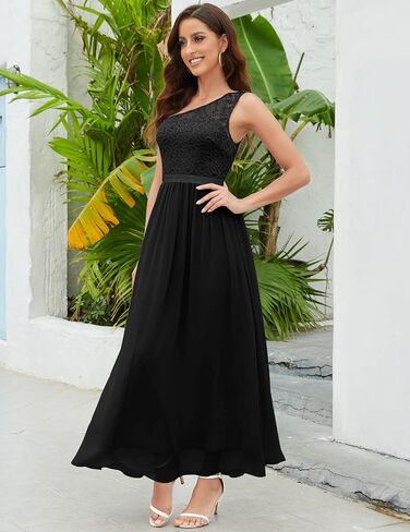 فستان Wedtrend نسائي طويل بكتف واحد بدون أكمام من الدانتيل الزهري لوصيفة العروس، فستان طويل للحفلات الراقصة in Kuwait