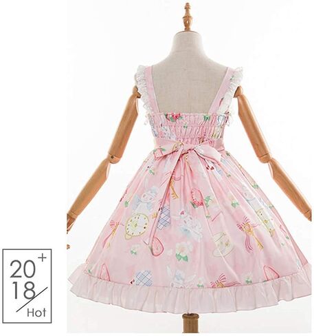 Smiling Angel Sweet Lolita Printed Rabbit Dress Sleeveless Chiffon Lace JSK Princess Dress in Kuwait