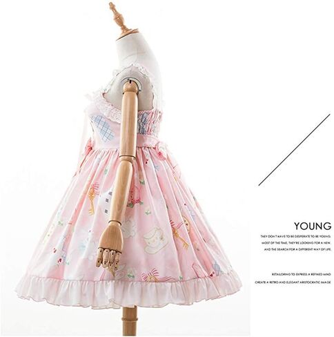 Smiling Angel Sweet Lolita Printed Rabbit Dress Sleeveless Chiffon Lace JSK Princess Dress in Kuwait