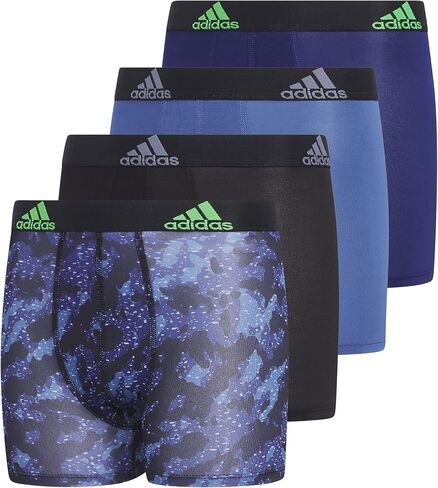 adidas Kids-Boy's Performance Boxer Briefs Underwear (4-Pack), Galaxy Camo Black-Dark Blue/Dark Blue/Black, Medium in Saudi Arabia