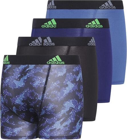 adidas Kids-Boy's Performance Boxer Briefs Underwear (4-Pack), Galaxy Camo Black-Dark Blue/Dark Blue/Black, Medium in Saudi Arabia