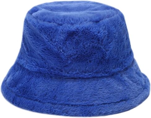 Winter Faux Fur Furry Bucket Hat Fluffy Fuzzy Warm Hat Plush Fisherman Hat for Women Teens Girls in Kuwait
