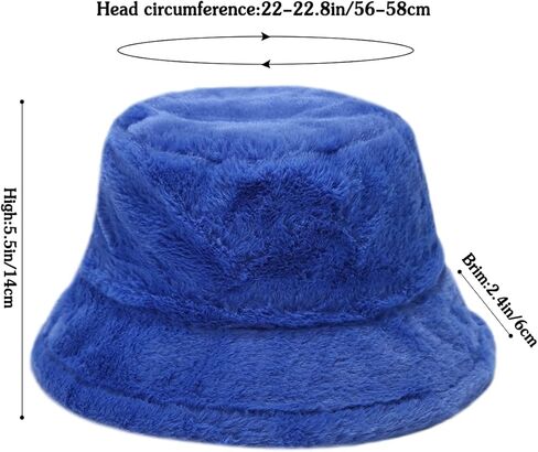 Winter Faux Fur Furry Bucket Hat Fluffy Fuzzy Warm Hat Plush Fisherman Hat for Women Teens Girls in Kuwait
