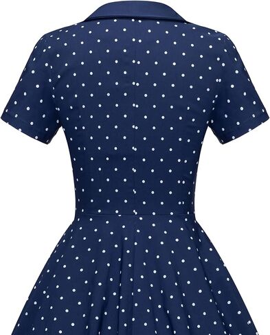 GownTown 1950 Women Dress Shawl Lapel Short Sleeves Cocktail Swing Dress with Pockets in Kuwait