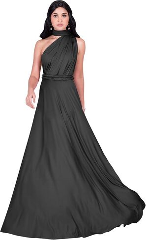 KOH KOH Womens Long Bridesmaid One Shoulder Convertible Wrap Cocktail Maxi Dress in Saudi Arabia