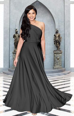 KOH KOH Womens Long Bridesmaid One Shoulder Convertible Wrap Cocktail Maxi Dress in Saudi Arabia