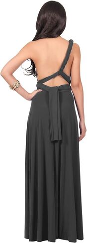 KOH KOH Womens Long Bridesmaid One Shoulder Convertible Wrap Cocktail Maxi Dress in Saudi Arabia