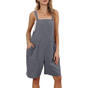 YESNO Women's Short Overalls Summer Casual Bib Shortalls Rompers Adjustable Straps Jumpsuits with Pockets PV9TYP2