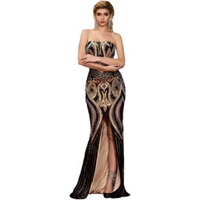 فستان Miss ord نسائي رسمي مثير بدون أكتاف طويل للحفلات الراقصة، فستان Bodycon بدون أكمام بفتحة على الفخذ in Kuwait