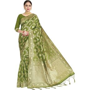 فاردا ساريس حرير باناراسي النسائي || هدية الساري الهندي المنسوج لحفلات الزفاف العرقية مع بلوزة غير مخيطة in Kuwait