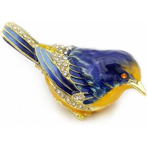 Luxury Owl Brid Hinged Trinket Box with Crystals Collectible Animal Jewelry Box for Rings Earrings,Owl Figurine Home Decor Gifts for Women