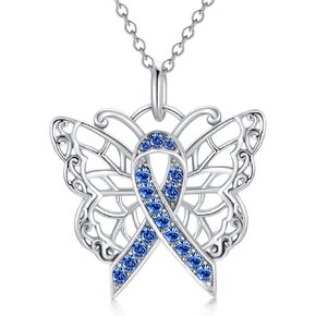 AOBOCO Sterling Silver Cancer Awareness Necklace Cancer Survivor Gifts for Women